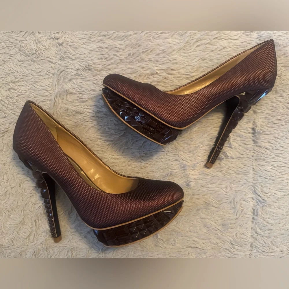 RACHEL Rachel Roy Burgundy Prism Design Platform Heels NWOT or BOX | Size: 7 - Picture 2 of 16